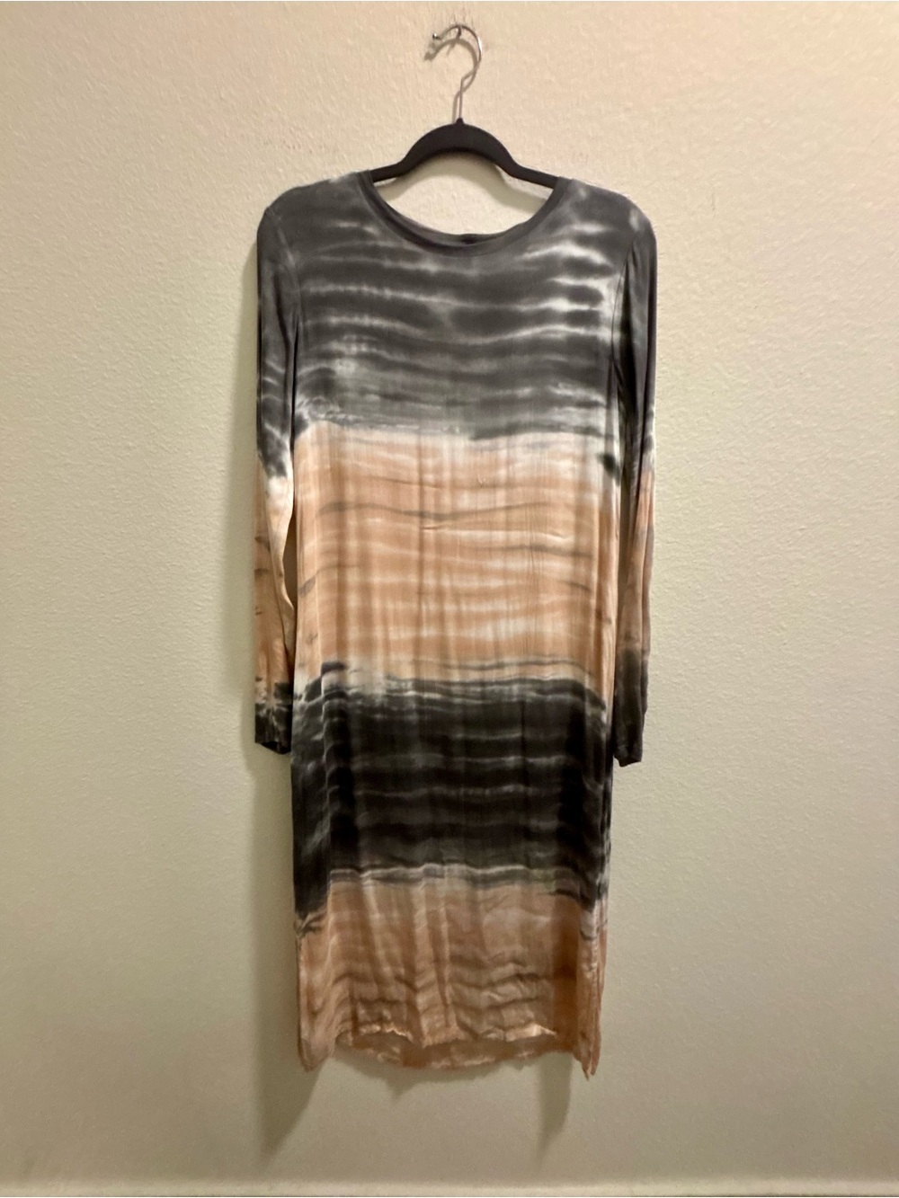 Dolan Anthropologie Trina Tie Dye Midi Dress Grey Pink Long Sleeve, size XS